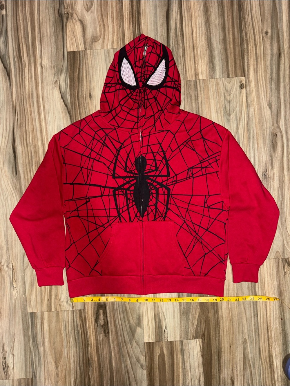 Marvel Spider-Man red hoodie with black spiderweb design